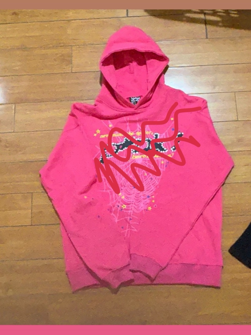 Pink Hooded Men’s Sweater with Graphic Detail